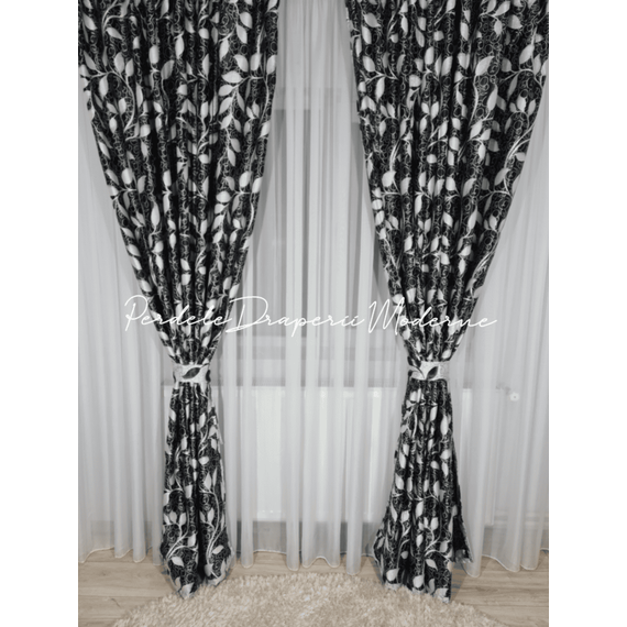 Draperie BLACKOUT moderna, materiale de calitate, marime la comanda, culoare, NEGRU/GRI - 2- Roveli