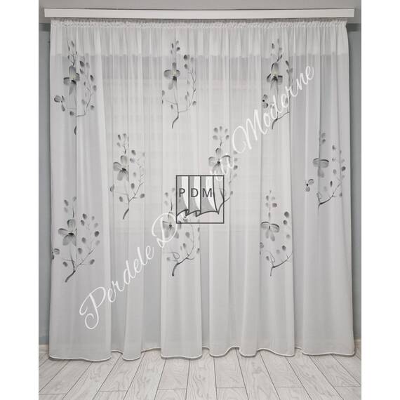 SET Perdea si Draperie la comanda Model MĂTASE PICTATĂ, GRI - 2- Roveli