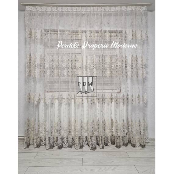 SET Perdea si Draperie la comanda, material TULLE BRODAT, model KORT - 3- Roveli