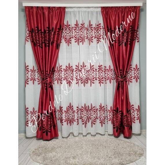 SET Perdea si Draperie la comanda Model CRENGI ROȘII - - Roveli