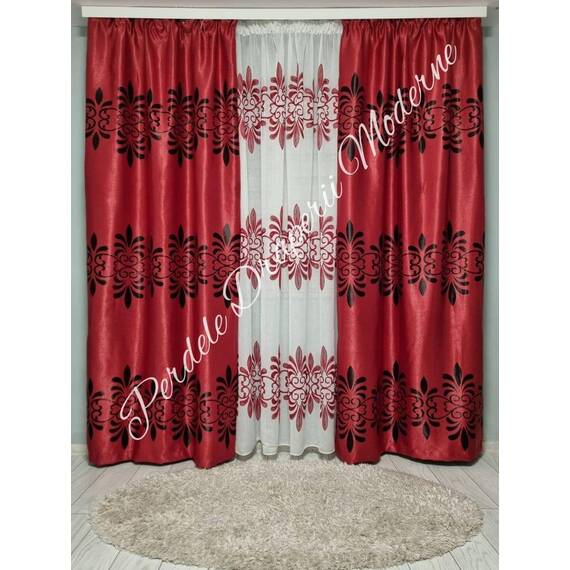 SET Perdea si Draperie la comanda Model CRENGI ROȘII - 2- Roveli