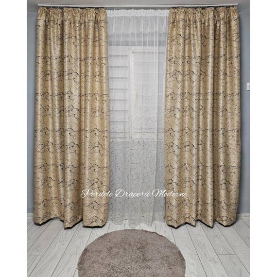 SET Perdea si Draperie la comanda Model DEGRADE, AURIU - 3- Roveli