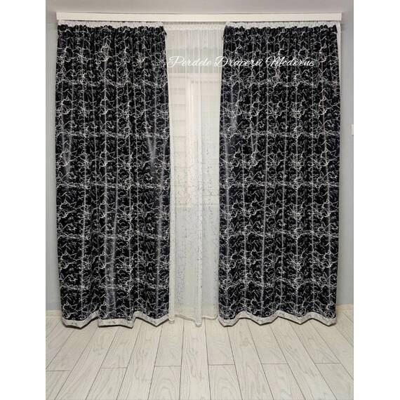SET Perdea si Draperie la comanda Model DEGRADE NEGRU/ARGINTIU - 3- Roveli