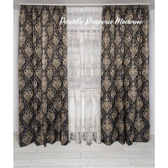 SET Perdea si Draperie la comanda, material TULLE BRODAT, model KORT - 2- Roveli
