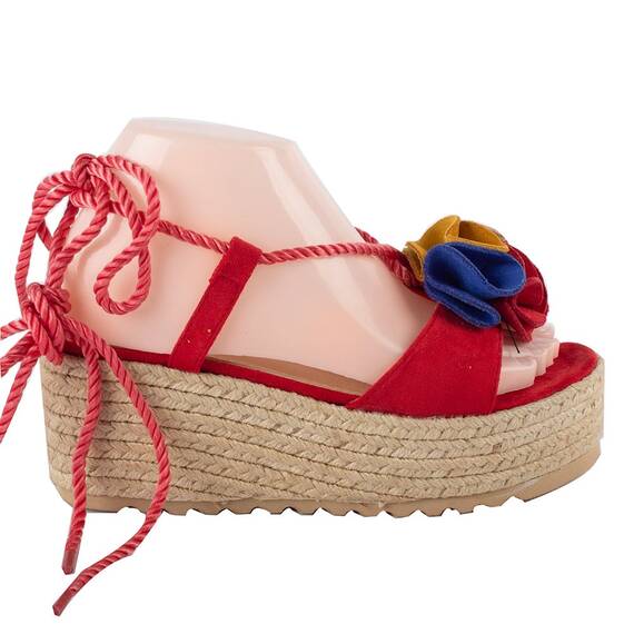 Sandale dama cu platforma si siret D8524-RED, Culoare (12): Albastru, Roz, Rosu, Galben, Marime (12): 38 - 4- Roveli