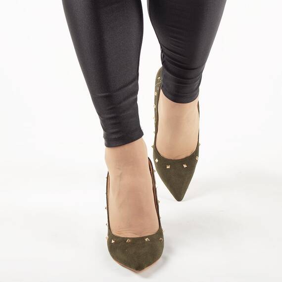 Pantofi de dama, verzi, stiletto cu tinte JM2603F-VERDE, Culoare (12): Verde, Marime (12): 38* - 2- Roveli