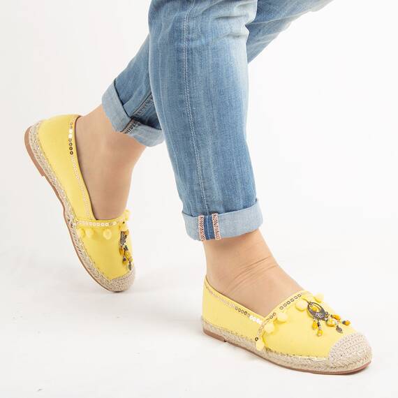 ​Espadrile de dama, galbene, cu talpa joasa, comoda HD-163-YELLOW, Culoare (12): Galben, Marime (12): 38 - 3- Roveli