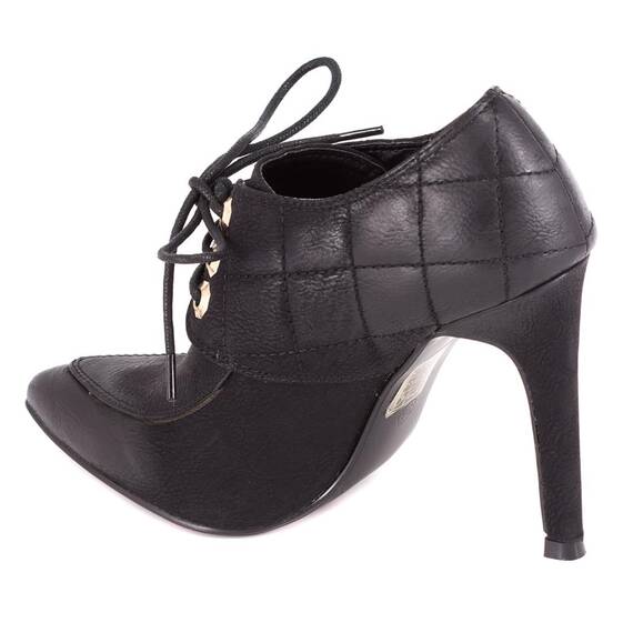 Botine dama cu siret si toc inalt FM4063-NEGRU, Culoare (12): Negru, Marime (12): 39 - 2- Roveli