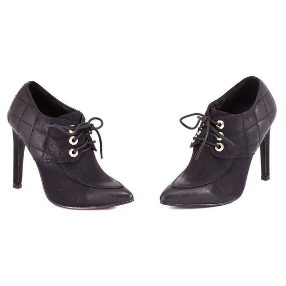 Botine dama cu siret si toc inalt FM4063-NEGRU, Culoare (12): Negru, Marime (12): 39 - 4- Roveli
