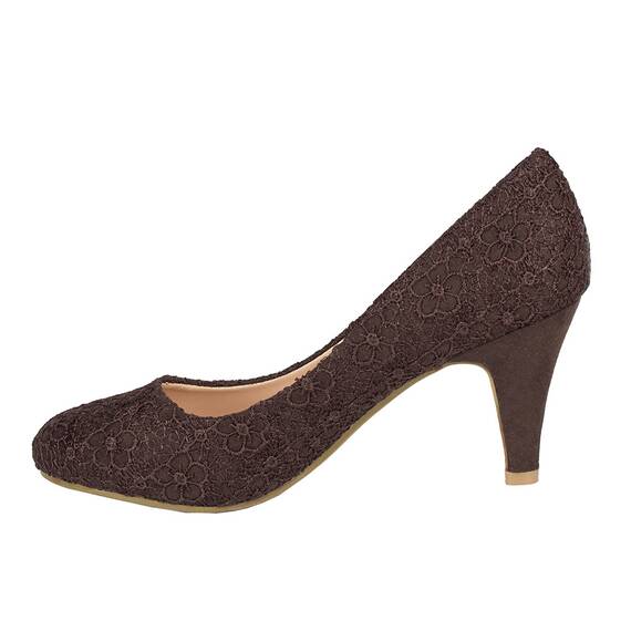 Pantofi dama aspect brodat maro XH15-1-M, Culoare (12): Maro, Marime (12): 37 - 2- Roveli