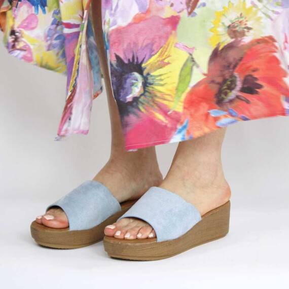 Papuci dama de vara cu talpa groasa, ortopedica FB-0071-BLUE, Marime (12): 36 - 2- Roveli