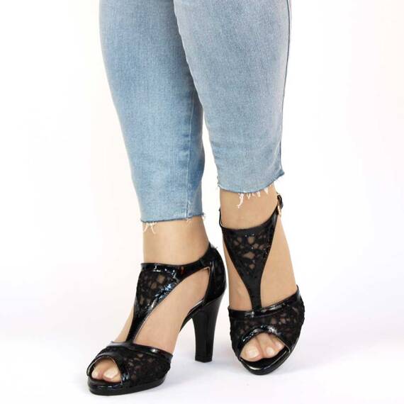Sandale de dama cu toc inalt negre  6206-9A-BLACK, Marime (12): 37 - 2- Roveli