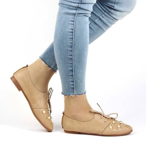 Pantofi de dama, casual, decorati cu pietre si perle 1602-BEIGE, Marime (12): 39* - 5- Roveli