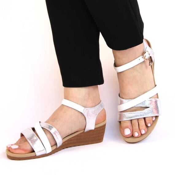 Sandale de dama comode cu platforma​ AD-63-SILVER-WHITE, Marime (12): 40 - 2- Roveli