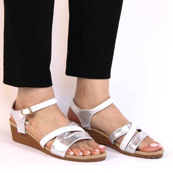 Sandale de dama comode cu platforma​ AD-63-SILVER-WHITE, Marime (12): 40 - 3- Roveli