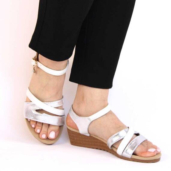 Sandale de dama comode cu platforma​ AD-63-SILVER-WHITE, Marime (12): 37 - 4- Roveli