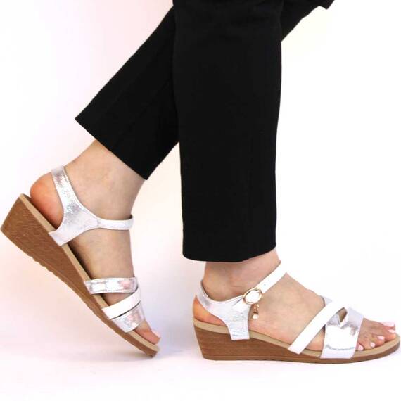 Sandale de dama comode cu platforma​ AD-63-SILVER-WHITE, Marime (12): 37 - 5- Roveli