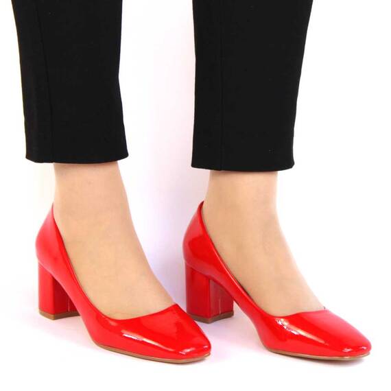 ​Pantofi de dama eleganti, lacuiti cu toc gros mediu ZM-61-RED, Marime (12): 36 - 3- Roveli