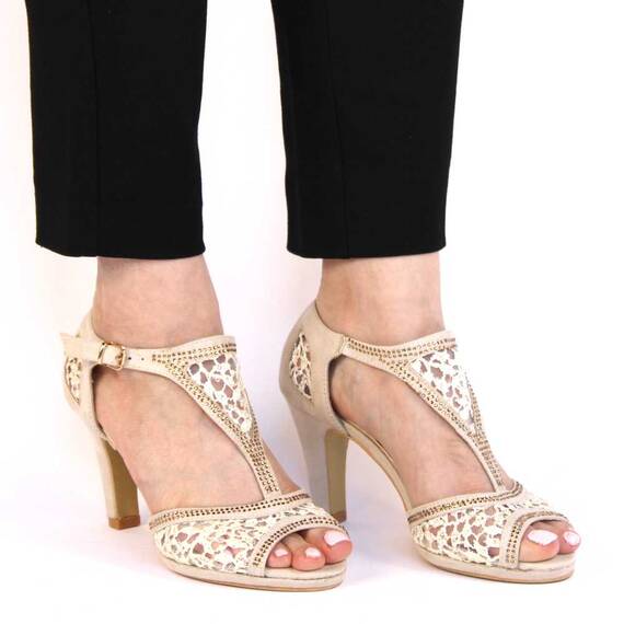 Sandale de dama cu toc inalt bej 6206-9A-BEIGE, Marime (12): 39 - 3- Roveli