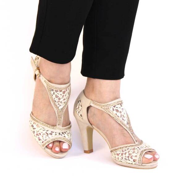 Sandale de dama cu toc inalt bej 6206-9A-BEIGE, Marime (12): 39 - 4- Roveli