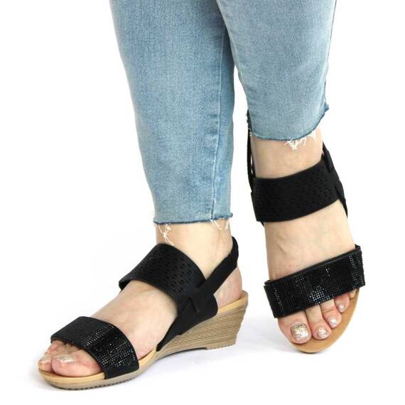 Sandale de dama comode cu platforma si pietre Z99-16-BLACK, Marime (12): 38 - 2- Roveli