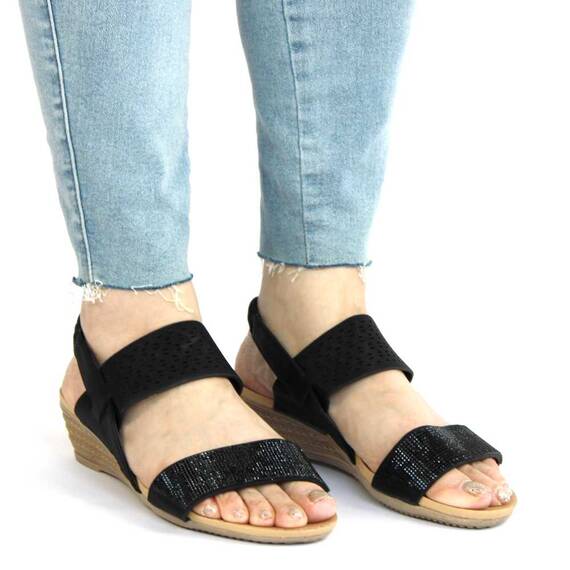 Sandale de dama comode cu platforma si pietre Z99-16-BLACK, Marime (12): 38 - 3- Roveli