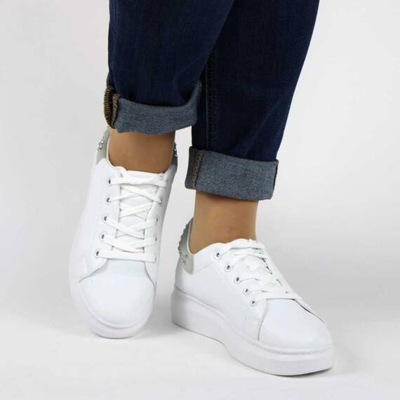Pantofi sport casual de dama cu platforma H-771-WHITE-GREY, Marime (12): 39* - 4- Roveli Pantofi sport casual de dama cu platforma H-771-WHITE-GREY, Marime (12): 39* - 4- Roveli