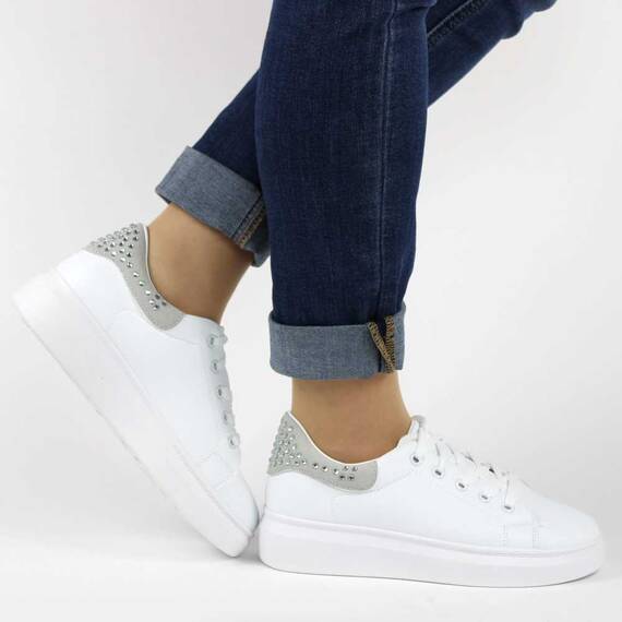 Pantofi sport casual de dama cu platforma H-771-WHITE-GREY, Marime (12): 39* - 5- Roveli Pantofi sport casual de dama cu platforma H-771-WHITE-GREY, Marime (12): 39* - 5- Roveli
