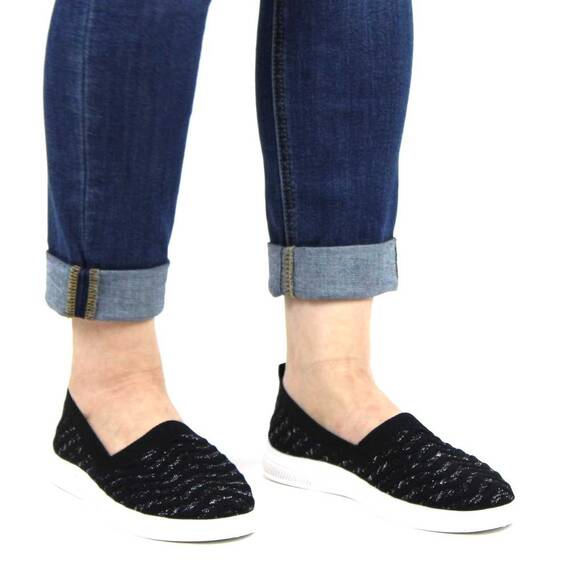 Espadrile de dama usoare si confortabile negre cu insertii argintii  H61-1-BLACK, Marime (12): 38 - 3- Roveli