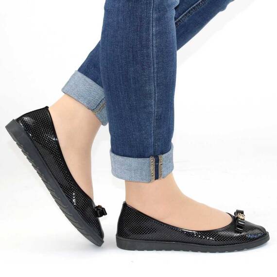 ​Balerini de dama perforati, usori si comozi cu fundita F-18-BLACK, Marime (12): 37* - 5- Roveli