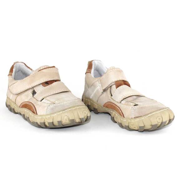 ​Pantofi de copii din piele naturala si talpa cusuta N87152-3-BEIGE, Marime (12): 26 - 3- Roveli