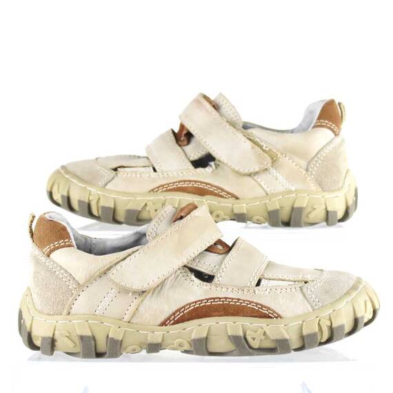 ​Pantofi de copii din piele naturala si talpa cusuta N87152-3-BEIGE, Marime (12): 28 - 4- Roveli