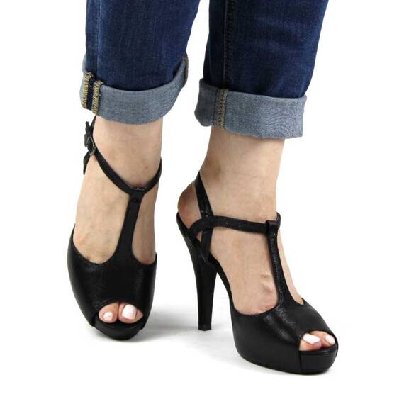 ​Sandale de dama elegante cu platforma ascunsa si toc inalt subtire A8855-BLACK, Marime (12): 37 - 4- Roveli