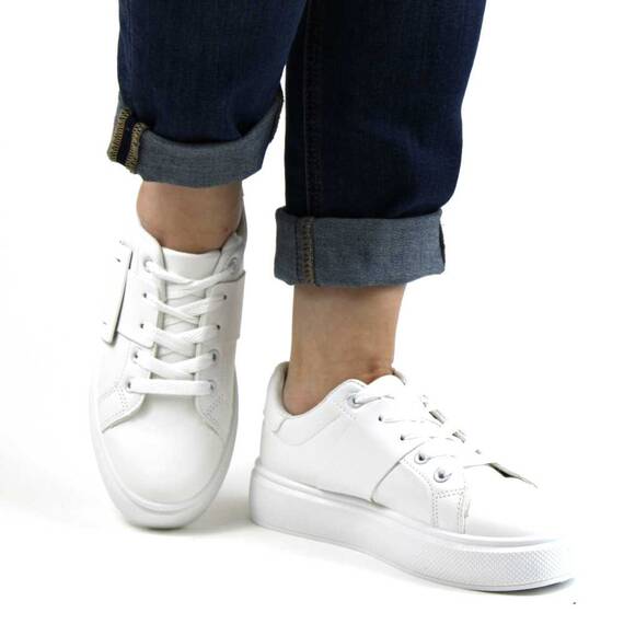 ​Pantofi sport casual de dama accesorizati cu catarama detasabila LA813-WHITE, Marime (12): 37 - 4- Roveli