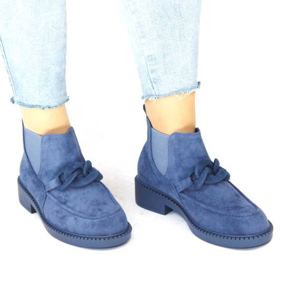 ​Botine de dama cu elastice laterale si element decorativ FBW044-NAVY, Culoare (12): Bleu, Marime (12): 37 - 3- Roveli