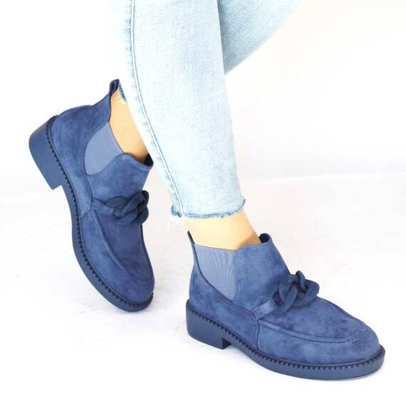 ​Botine de dama cu elastice laterale si element decorativ FBW044-NAVY, Culoare (12): Bleu, Marime (12): 37 - 4- Roveli