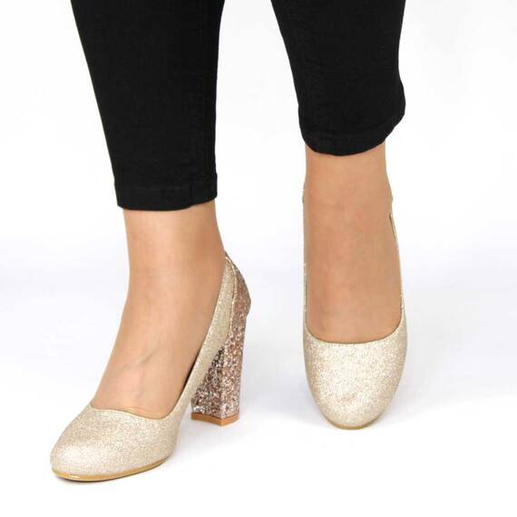 Pantofi dama eleganti cu toc gros, aurii 5388-3-GOLD, Culoare (12): Auriu, Marime (12): 35* - 2- Roveli