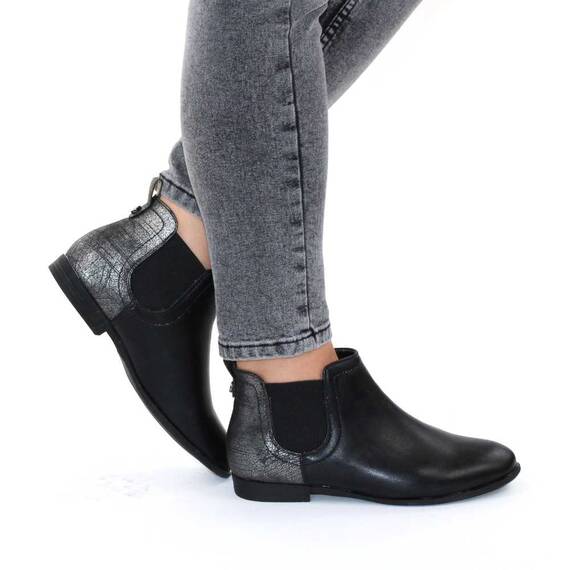 Botine de dama joase,cu benzi elastice laterale 52181-BLACK, Culoare (12): Negru, Gri inchis, Marime (12): 37 - 5- Roveli