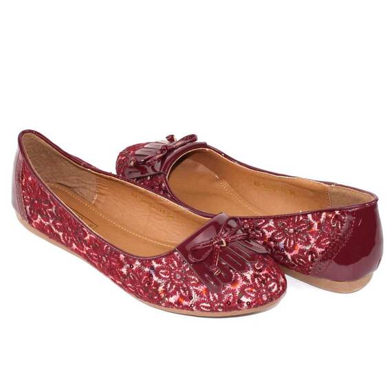 Balerini dama cu broderie aplicata WH-1F052-11-RED, Culoare (12): Rosu, Marime (12): 39 - 2- Roveli