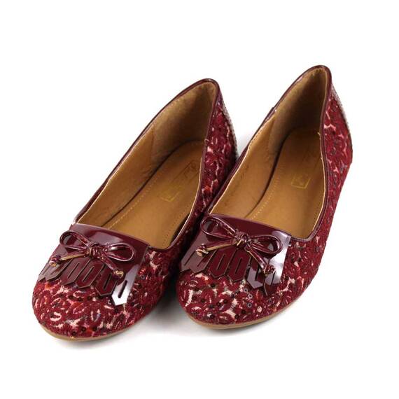 Balerini dama cu broderie aplicata WH-1F052-11-RED, Culoare (12): Rosu, Marime (12): 40 - 5- Roveli