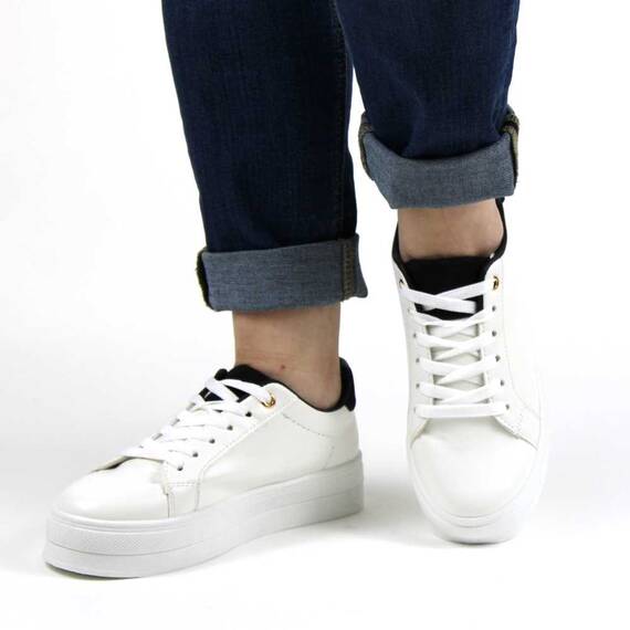 Pantofi casual de dama cu talpa groasa WH2113-WHITE, Marime (12): 39 - 2- Roveli