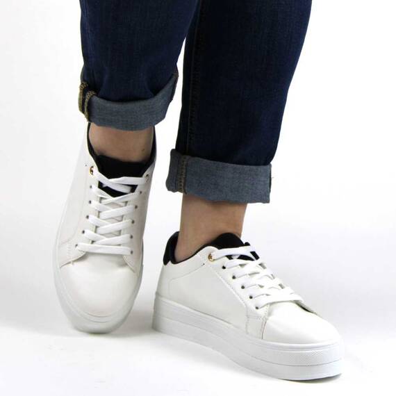 Pantofi casual de dama cu talpa groasa WH2113-WHITE, Marime (12): 39 - 4- Roveli