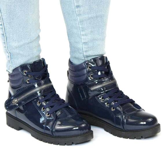Ghete dama lacuite cu talpa cusuta, joasa, pentru tinute casual-sport ZJY-D17-DK.BLUE, Culoare (12): Albastru, Marime (12): 40 - 3- Roveli