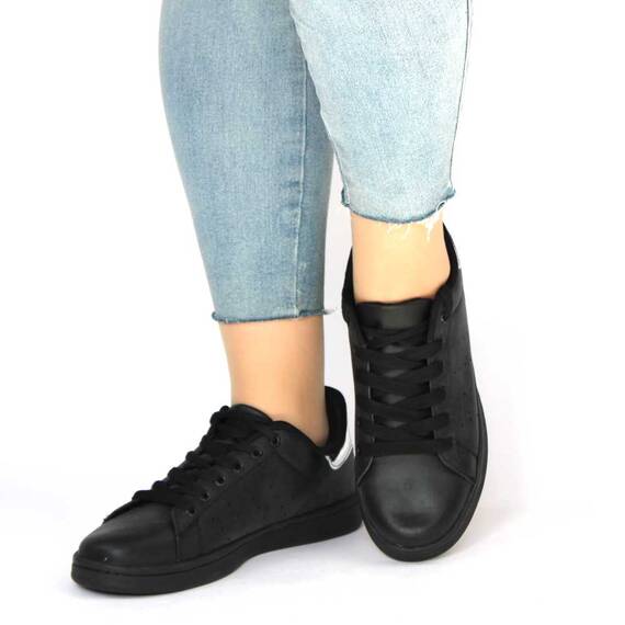 ​Pantofi de dama, sport, cu talpa joasa, negri LB-623-BLACK-SILVER, Culoare (12): Argintiu, Negru, Marime (12): 38 - 2- Roveli