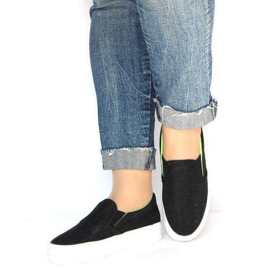 Espadrile dama cu insertii stralucitoare 5078-BLACK, Culoare (12): Negru, Verde neon, Marime (12): 35 - 2- Roveli