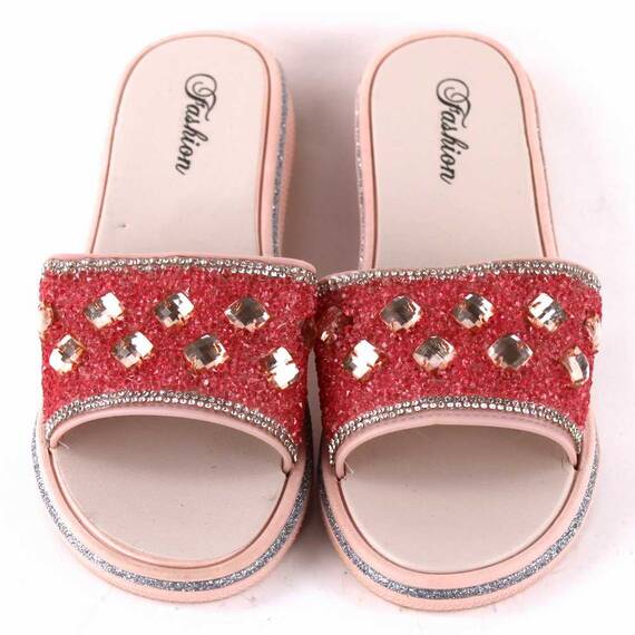 Papuci de dama decorati cu pietre 896-DIAMOND-PINK, Culoare (12): Argintiu, Roz, Marime (12): 40 - 4- Roveli