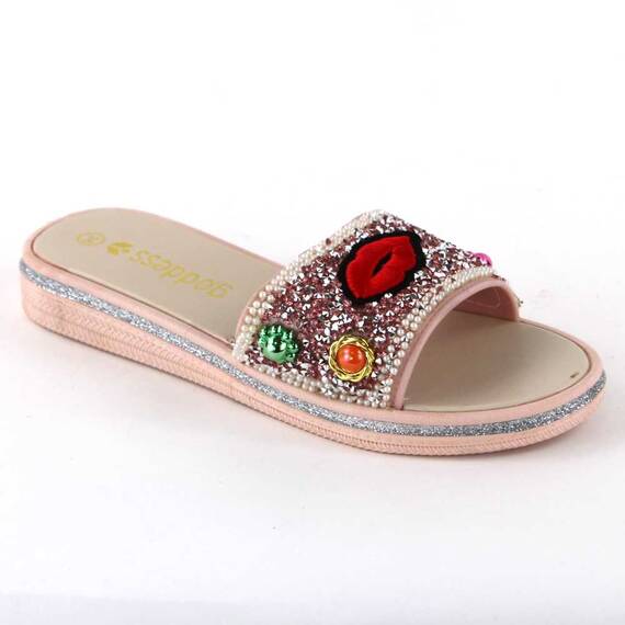​Papuci de dama decorati cu pietre 895-LIPS-PINK, Culoare (12): Roz, Marime (12): 39 - 3- Roveli