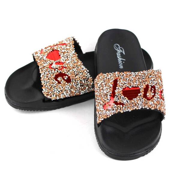 ​Papuci de dama usori si comozi 861-LOVE-CHAMPAGNE, Culoare (12): Rosu, Champagne, Marime (12): 38 - 5- Roveli