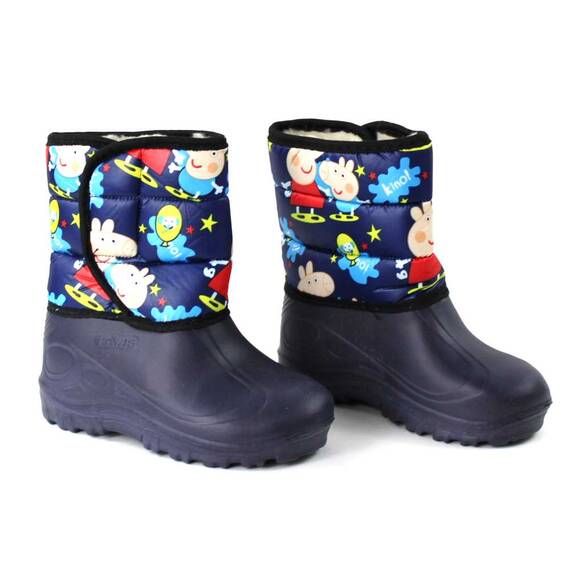 Cizme de copii,imblanite, din cauciuc PEPPA-NAVY, Culoare (12): Multicolor, Bleumarin, Marime (12): 37 - 2- Roveli