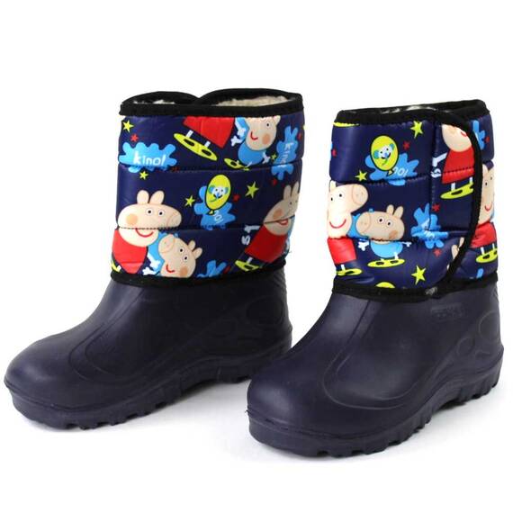 Cizme de copii,imblanite, din cauciuc PEPPA-NAVY, Culoare (12): Multicolor, Bleumarin, Marime (12): 34 - 4- Roveli